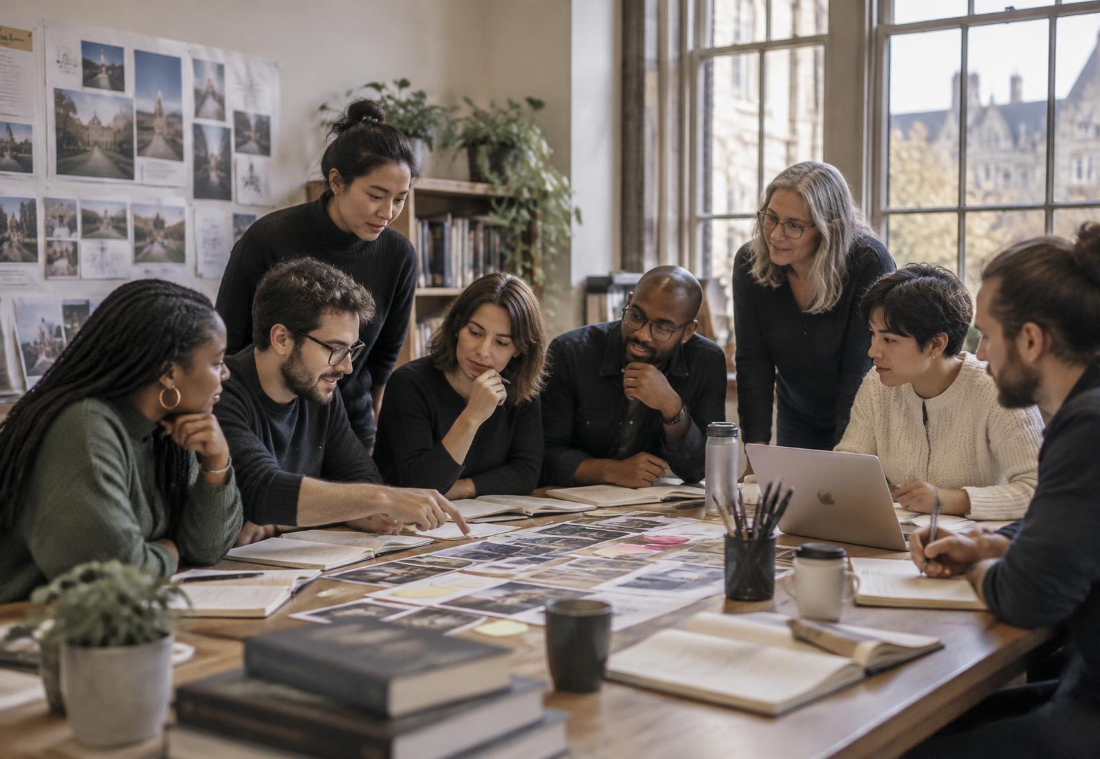 A university communications team co-designing a new way of working around a shared table